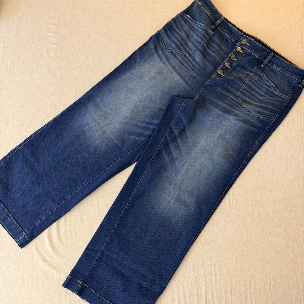 Torrid High-Rise Wide Leg Vintage Stretch Button Fly Jeans Medium Wash 20T Tall - Picture 2 of 11